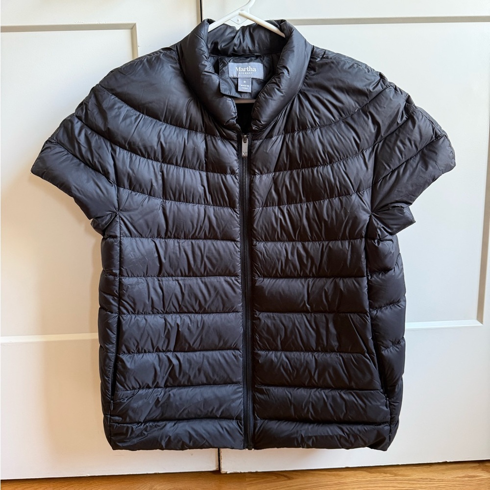 Martha Stewart Black Short Sleeve Puffer Jacket